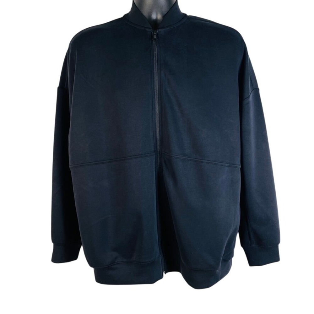 FLX Mens Full Zip Bomber Jacket Black Relaxed Fit Sz Med Sporty Casual Techwear